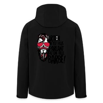 tete de mort hipster barbu citation rien parlant b - Veste softshell homme en polyester recyclé Stanley/Stella - noir - Dos - AI Model Male 185 light (185cm)
