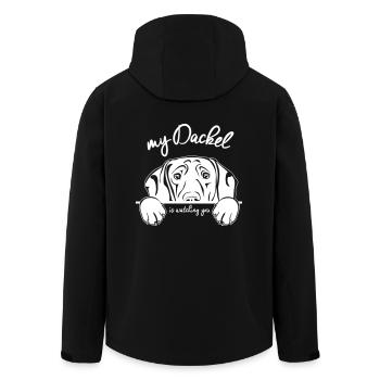 DACKEL watching - Men’s Recycled Softshell Jacket by Stanley/Stella - black - Back - AI Model Male 185 light (185cm)