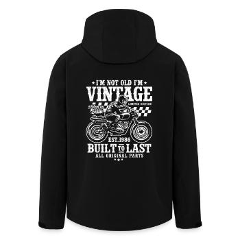 Jahrgang 1986 geboren Motorrad Geburtstag Geschenk - Recycelte Männer Softshell-Jacke von Stanley/Stella - Schwarz - Hinten - AI Model Male 185 light (185cm)