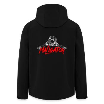 Maligator - Belgian Malinois Dog Dog Wilsigns - Men’s Recycled Softshell Jacket by Stanley/Stella - black - Back - AI Model Male 185 light (185cm)
