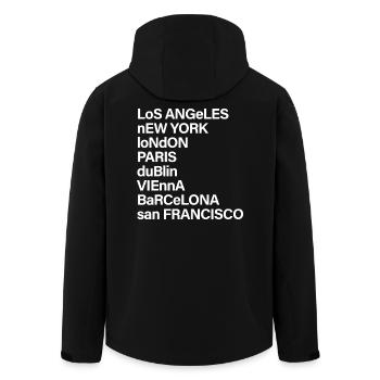 CITY NAMES BOLD white - Recycelte Männer Softshell-Jacke von Stanley/Stella - Schwarz - Hinten - AI Model Male 185 light (185cm)