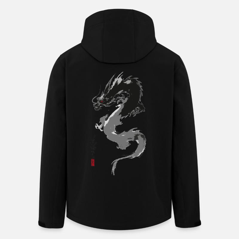 Ryu Yokai – Sumi-e Ink Dragon - Men’s Recycled Softshell Jacket by Stanley/Stella - black