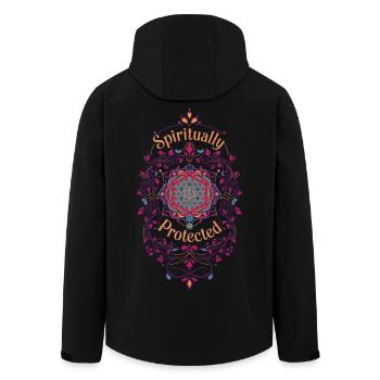 Spiritualität Spirituell geschützte Geometrie - Recycelte Männer Softshell-Jacke von Stanley/Stella - Schwarz - Hinten - AI Model Male 185 light (185cm)