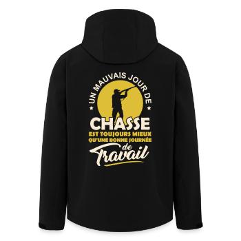 T-shirt pour Chasseur - Un mauvais jour de Chasse - Veste softshell homme en polyester recyclé Stanley/Stella - noir - Dos - AI Model Male 185 light (185cm)