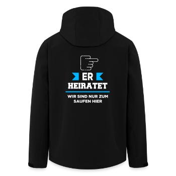 JGA - ER Heiratet - Recycelte Männer Softshell-Jacke von Stanley/Stella - Schwarz - Hinten - AI Model Male 185 light (185cm)