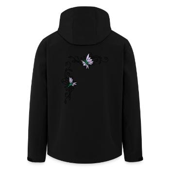 Papillons avec vrilles florales - Veste softshell homme en polyester recyclé Stanley/Stella - noir - Dos - AI Model Male 185 light (185cm)