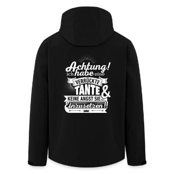 Achtung! Verrückte Tante! - Recycelte Männer Softshell-Jacke von Stanley/Stella - Schwarz - Hinten - AI Model Male 185 light (185cm)