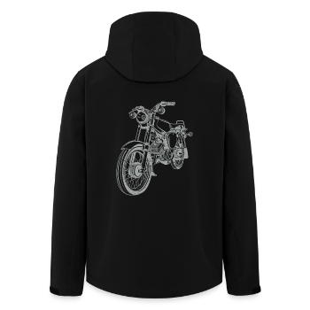 Simson S51 Silhouette Vintage ligne - Veste softshell homme en polyester recyclé Stanley/Stella - noir - Dos - AI Model Male 185 light (185cm)