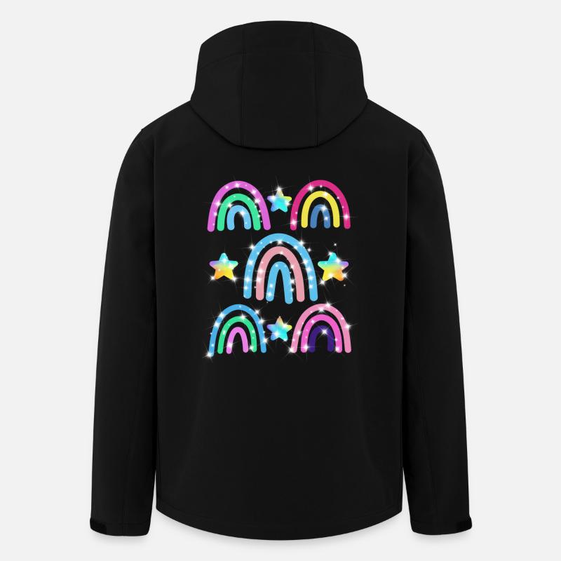 Motif d’étoile arc-en-ciel scintillant - Veste softshell homme en polyester recyclé Stanley/Stella - noir
