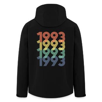 Cool Retro 1993, 30 Years Old, 30th Birthday Gift - Men’s Recycled Softshell Jacket by Stanley/Stella - black - Back - AI Model Male 185 light (185cm)