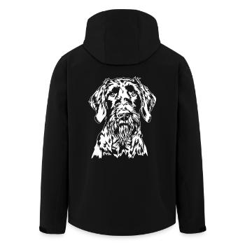 German Wirehaired Portrait Dogs Hunting Dog Wilsigns - Men’s Recycled Softshell Jacket by Stanley/Stella - black - Back - AI Model Male 185 light (185cm)