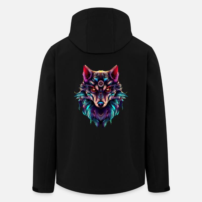 Wolf’s Head Synthwave Wolf - Veste softshell homme en polyester recyclé Stanley/Stella - noir