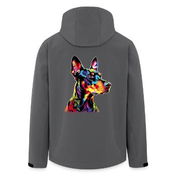 Dobermann Hund Bunte Farben Pop Art Dobermänner - Recycelte Männer Softshell-Jacke von Stanley/Stella - Schwarz - Hinten - AI Model Male 185 light (185cm)