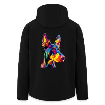 Dobermann Hund Bunte Farben Pop Art Dobermänner - Recycelte Männer Softshell-Jacke von Stanley/Stella - Schwarz - Hinten - AI Model Male 185 light (185cm)