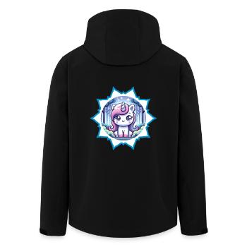 Cute unicorn in the forest with stars - Men’s Recycled Softshell Jacket by Stanley/Stella - black - Back - AI Model Male 185 light (185cm)