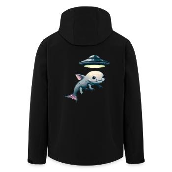 UFO-Entführung: Alien und Axolotl - Recycelte Männer Softshell-Jacke von Stanley/Stella - Schwarz - Hinten - AI Model Male 185 light (185cm)