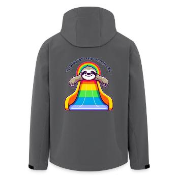 LGBTQ Pride Faultier Regenbogen Rutsche - Recycelte Männer Softshell-Jacke von Stanley/Stella - Schwarz - Hinten - AI Model Male 185 light (185cm)