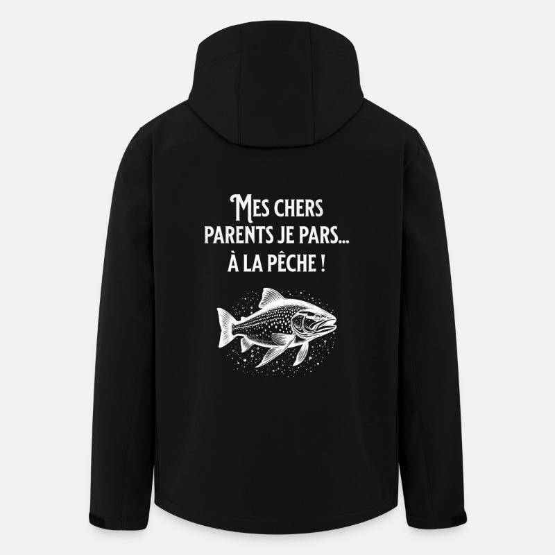 pêche humour - Veste softshell homme en polyester recyclé Stanley/Stella - noir