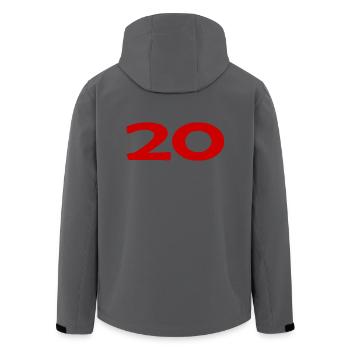 20. 20 YEARS. 20th ANNIVERSARY. 20TH ANNIVERSARY. - Men’s Recycled Softshell Jacket by Stanley/Stella - black - Back - AI Model Male 185 light (185cm)
