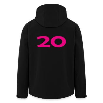 20. 20 ANS. 20e ANNIVERSAIRE. ANNIVERSAIRE 20 ANS. - Veste softshell homme en polyester recyclé Stanley/Stella - noir - Dos - AI Model Male 185 light (185cm)