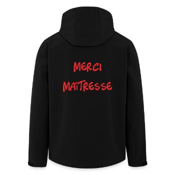 MAÎTRESSE. MAITRE. MERCI. MERCI MAÎTRESSE - Veste softshell homme en polyester recyclé Stanley/Stella - noir - Dos - AI Model Male 185 light (185cm)