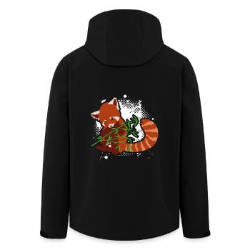 Red Panda Loves Bamboo - Men’s Recycled Softshell Jacket by Stanley/Stella - black - Back - AI Model Male 185 light (185cm)
