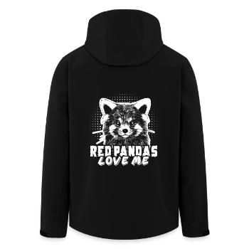 Red Pandas Love Me - Men’s Recycled Softshell Jacket by Stanley/Stella - black - Back - AI Model Male 185 light (185cm)