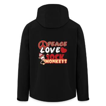 Peace Love Sock Monkeys - Men’s Recycled Softshell Jacket by Stanley/Stella - black - Back - AI Model Male 185 light (185cm)