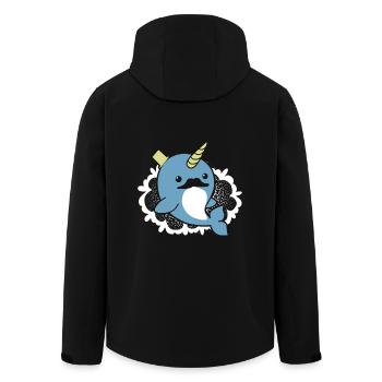 Funny Narwhal - Men’s Recycled Softshell Jacket by Stanley/Stella - black - Back - AI Model Male 185 light (185cm)