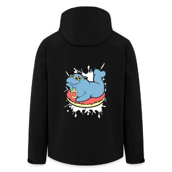 Funny Manatee Does Sunbath - Men’s Recycled Softshell Jacket by Stanley/Stella - black - Back - AI Model Male 185 light (185cm)