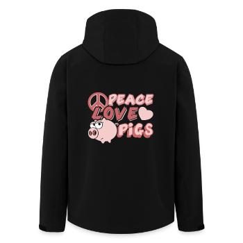 Peace Love Pigs - Men’s Recycled Softshell Jacket by Stanley/Stella - black - Back - AI Model Male 185 light (185cm)
