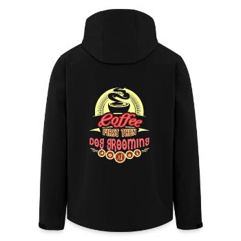 Dog Groomer Coffee First Then Dog Grooming - Men’s Recycled Softshell Jacket by Stanley/Stella - black - Back - AI Model Male 185 light (185cm)