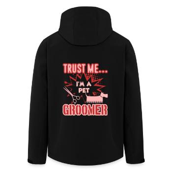 Trust Me I am A Pet Groomer - Men’s Recycled Softshell Jacket by Stanley/Stella - black - Back - AI Model Male 185 light (185cm)