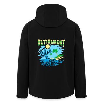 Retirement Relax And Enjoy - Men’s Recycled Softshell Jacket by Stanley/Stella - black - Back - AI Model Male 185 light (185cm)