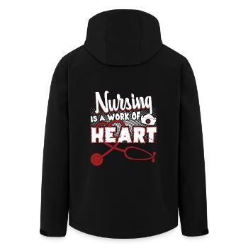Nursing Is A Work Of Heart - Men’s Recycled Softshell Jacket by Stanley/Stella - black - Back - AI Model Male 185 light (185cm)