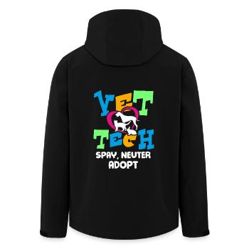 Vet Tech Spay Neuter Adopt - Men’s Recycled Softshell Jacket by Stanley/Stella - black - Back - AI Model Male 185 light (185cm)