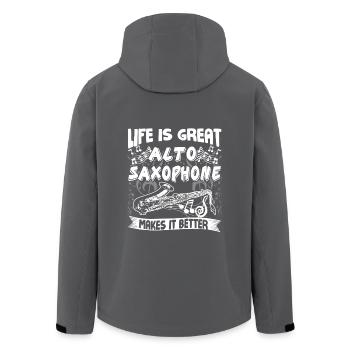 Life Is Great Alto Saxophone Makes It Better - Men’s Recycled Softshell Jacket by Stanley/Stella - black - Back - AI Model Male 185 light (185cm)