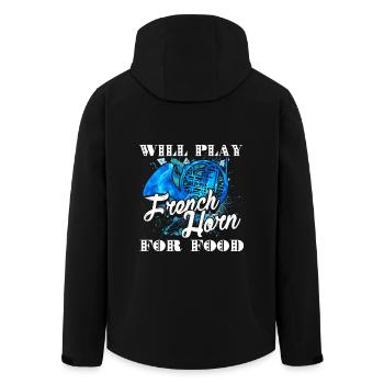 Will Play French Horn For Food - Men’s Recycled Softshell Jacket by Stanley/Stella - black - Back - AI Model Male 185 light (185cm)