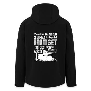 Drum Set Sticks HighHat Brushes Ridescymbal - Men’s Recycled Softshell Jacket by Stanley/Stella - black - Back - AI Model Male 185 light (185cm)