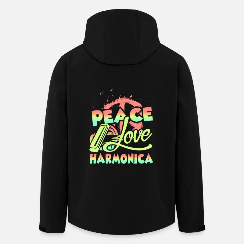 Peace Love Harmonica - Men’s Recycled Softshell Jacket by Stanley/Stella - black