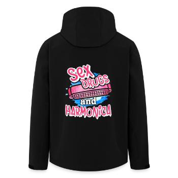 Sex Drugs And Harmonica - Men’s Recycled Softshell Jacket by Stanley/Stella - black - Back - AI Model Male 185 light (185cm)