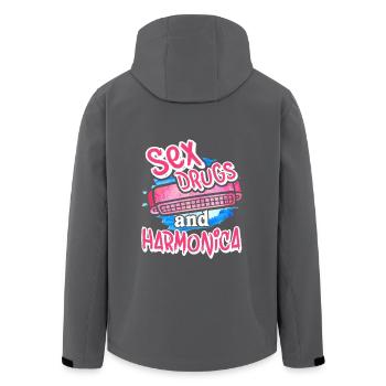 Sex Drugs And Harmonica - Men’s Recycled Softshell Jacket by Stanley/Stella - anthracite - Back - AI Model Male 185 light (185cm)