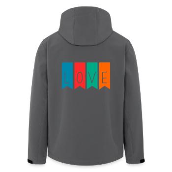 LOVE. COUPLE. JUST MARRIED. Bachelorette party. VALENTINE'S DAY - Men’s Recycled Softshell Jacket by Stanley/Stella - black - Back - AI Model Male 185 light (185cm)