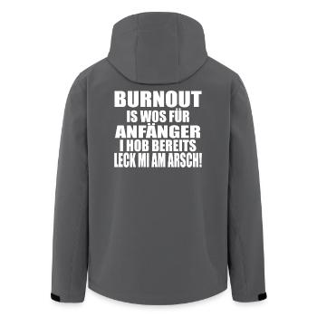BURNOUT! LECK MI AM ARSCH - Recycelte Männer Softshell-Jacke von Stanley/Stella - Anthrazit - Hinten - AI Model Male 185 light (185cm)
