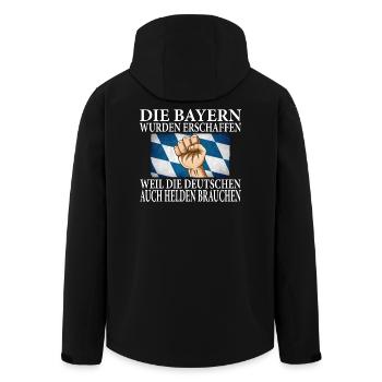 DIE BAYERN WURDEN ERSCHAFFEN - Recycelte Männer Softshell-Jacke von Stanley/Stella - Schwarz - Hinten - AI Model Male 185 light (185cm)