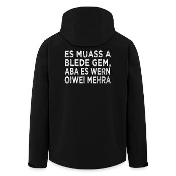 ES MUASS A BLEDE GEM... - Recycelte Männer Softshell-Jacke von Stanley/Stella - Schwarz - Hinten - AI Model Male 185 light (185cm)