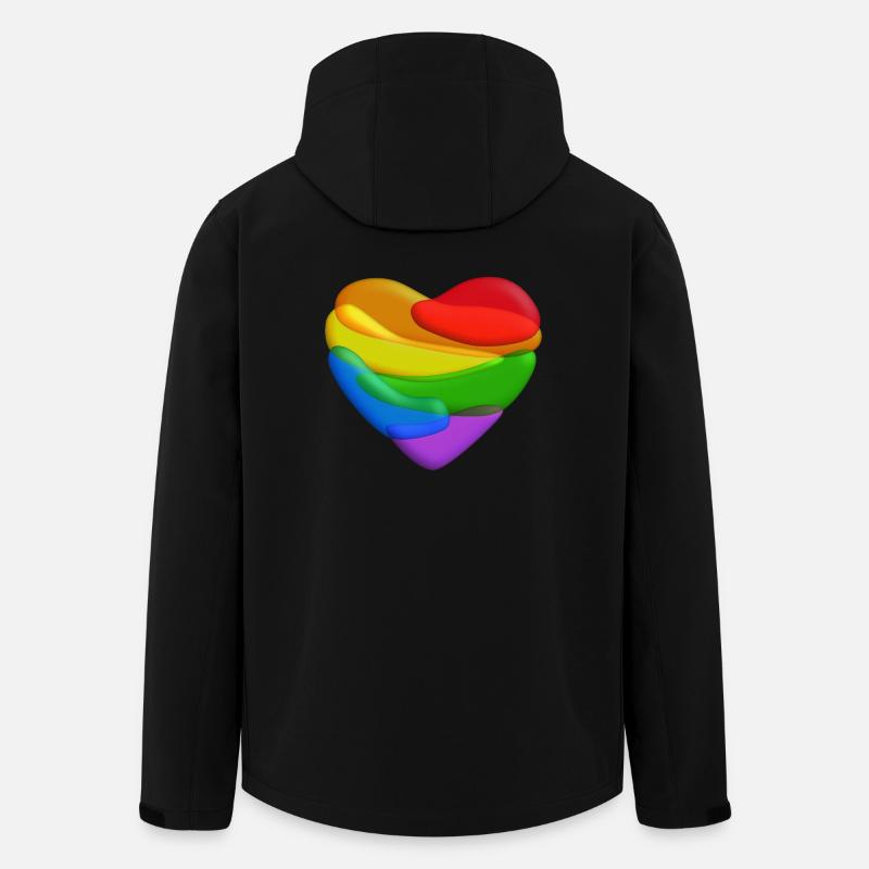Rainbow Heart - Men’s Recycled Softshell Jacket by Stanley/Stella - black