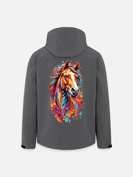 Farbensturm Pferdekopf - Recycelte Männer Softshell-Jacke von Stanley/Stella - Schwarz