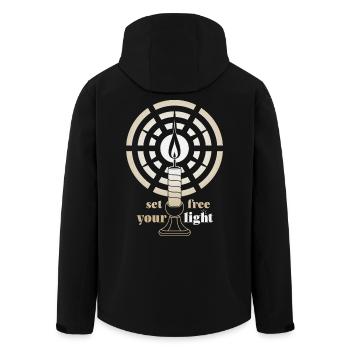 Golden Glow – Bougie Art déco minimaliste - Veste softshell homme en polyester recyclé Stanley/Stella - noir - Dos - AI Model Male 185 light (185cm)