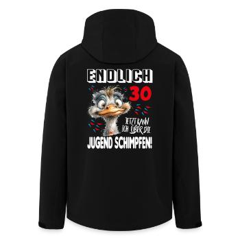 Endlich 30: Strauß Vogel Geburtstag Birthday - Recycelte Männer Softshell-Jacke von Stanley/Stella - Schwarz - Hinten - AI Model Male 185 light (185cm)